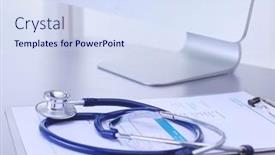  Presentation with medical equipment - Slides with medical-equipment-blue-stethoscope background and a sky blue colored foreground