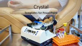  Presentation with blood transfusion - Beautiful presentation theme featuring medical equipment for blood transfusion backdrop and a mint green colored foreground