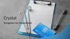  Presentation with medical equipment - Audience pleasing theme consisting of medical equipment on grey background backdrop and a light gray colored foreground