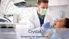  Presentation with dental - Theme having medical equipment repair - dentist checkup female patient background and a lemonade colored foreground