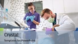  Presentation with medical assistant - Beautiful presentation featuring medical equipment repair - dentist with female assistant working backdrop and a  colored foreground