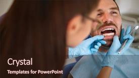  Presentation with dentist - Theme featuring medical equipment repair - female dentist in ambulant looking background and a  colored foreground