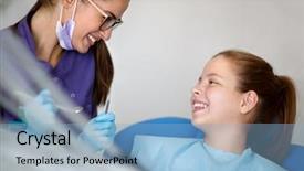 Presentation with medical equipment - Beautiful presentation theme featuring medical equipment repair - smiling little patient with smiling backdrop and a  colored foreground