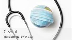  Presentation with world globe earth - Presentation design having medical-equipment-stethoscope-and-earth background and a white colored foreground