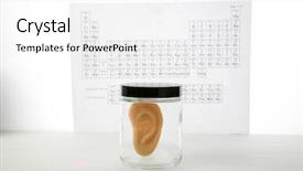  Presentation with clone - PPT theme having medical equiptment - clone of a human ear background and a white colored foreground