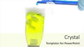  Presentation with chemical reaction - Slide set featuring medical equiptment - scientist or chemist adds chemicals background and a  colored foreground