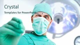  Presentation with medical error - Presentation having medical error - crazy sadist surgeon torturing background and a sky blue colored foreground