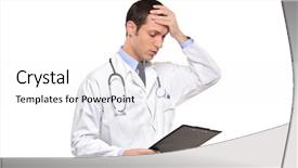  Presentation with medical error - PPT theme featuring medical error - doctor banging his head realizing background and a white colored foreground