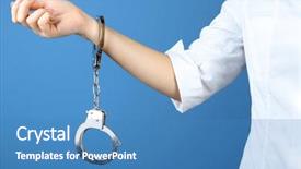  Presentation with medical error - Colorful presentation theme enhanced with medical error - female hand is handcuffed backdrop and a teal colored foreground