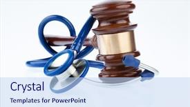  Presentation with medical error - Amazing slide set having medical error - gavel and stethoscope backdrop and a light blue colored foreground