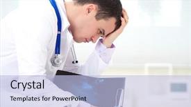  Presentation with medical error - Cool new PPT theme with medical error - male doctor sitting and experiencing backdrop and a light blue colored foreground