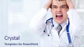 Presentation with medical error - Audience pleasing PPT layouts consisting of medical error - portrait of male doctor having backdrop and a sky blue colored foreground