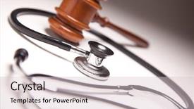  Presentation with medical ethics - Slides enhanced with medical ethics - gavel and stethoscope on gradated background and a lemonade colored foreground