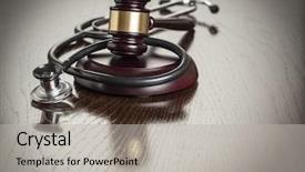  Presentation with gavel - Beautiful PPT theme featuring medical ethics - gavel and stethoscope on reflective backdrop and a light gray colored foreground