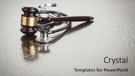  Presentation with medical ethics - Amazing presentation design having medical ethics - gavel and stethoscope on reflective backdrop and a light gray colored foreground