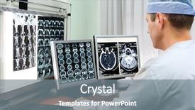  Presentation with exam - Slide deck enhanced with medical exam - doctor examining x-ray images background and a gray colored foreground