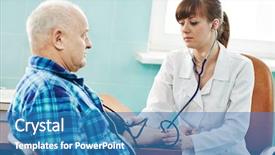  Presentation with blood pressure - Beautiful PPT theme featuring medical exam - doctor nurse measuring blood pressure backdrop and a teal colored foreground
