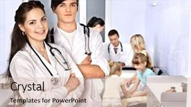  Presentation with examination - Presentation theme featuring medical examination of child background and a soft green colored foreground