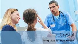  Presentation with doctor african - Audience pleasing slide set consisting of medical-examination-of-little-girl backdrop and a light blue colored foreground