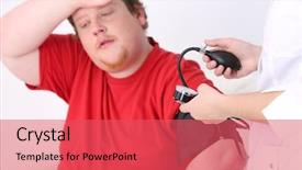  Presentation with obesity - Colorful presentation design enhanced with medical examiner - doctor examining patient obesity backdrop and a red colored foreground