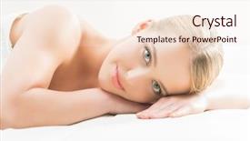  Presentation with beauty salon - Presentation theme featuring medical face - beautiful woman laying background and a  colored foreground