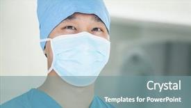  Presentation with operating room - Slide set featuring medical face - portrait of young surgeon wearing background and a seafoam green colored foreground