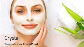  Presentation with medical spa - Slides enhanced with medical face - spa woman applying facial clay background and a coral colored foreground