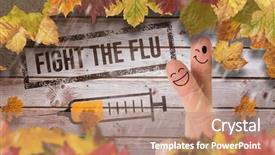  Presentation with medical prevention - Audience pleasing presentation design consisting of medical fall prevention - fingers smiling against digitally generated backdrop and a coral colored foreground