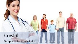  Presentation with doctor family - Presentation design with medical family doctor and patients background and a light blue colored foreground