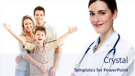  Presentation with doctor family - Slide deck featuring medical family doctor and patients background and a sky blue colored foreground