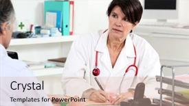  Presentation with asian doctor obese patient - Audience pleasing theme consisting of medical family prognosis - doctor consulting with a patient backdrop and a lemonade colored foreground