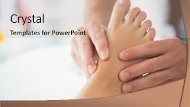  Presentation with patients - Colorful PPT layouts enhanced with medical feet - close up of physiotherapist massaging backdrop and a coral colored foreground
