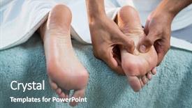  Presentation with foot massage - Beautiful PPT theme featuring medical feet - physiotherapist giving foot massage backdrop and a ocean colored foreground