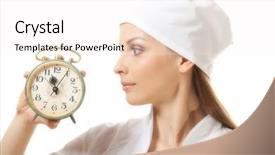  Presentation with female leader social media - Slides enhanced with medical female doctor holding alarm background and a  colored foreground