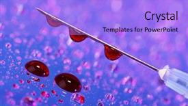 Presentation with water droplets - Slides enhanced with medical field abstract - syringe needle with fluid blood background and a  colored foreground