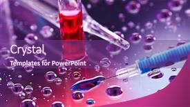  Presentation with water droplets - Colorful presentation theme enhanced with medical field abstract - syringe needle with fluid drops backdrop and a violet colored foreground