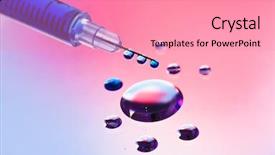  Presentation with water droplets - Presentation theme enhanced with medical field abstract - syringe needle with fluid drops background and a coral colored foreground