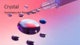  Presentation with water droplets - Presentation theme having female hands in mittens with decorative heart on snow background background and a coral colored foreground