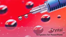  Presentation with water droplets - Audience pleasing PPT theme consisting of medical field abstract - syringe needle with fluid drops backdrop and a coral colored foreground