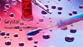  Presentation with water droplets - Audience pleasing slides consisting of medical field abstract - syringe needle with fluid drops backdrop and a coral colored foreground