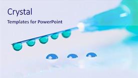  Presentation with water droplets - Presentation theme with medical field abstract - syringe needle with green fluid background and a  colored foreground