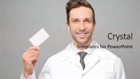  Presentation with young business man - Presentation theme with medical finance - handsome young man with business background and a light gray colored foreground
