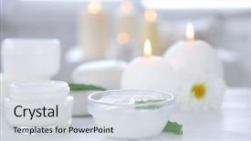  Presentation with cream - Presentation design with medical fire - bowl with body cream background and a sky blue colored foreground