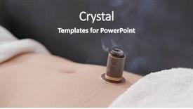  Presentation with traditional chinese medicine - Audience pleasing slides consisting of medical fire - traditional chinese medicine moxibustion therapy backdrop and a dark gray colored foreground