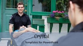  Presentation with emergency - Amazing PPT theme having medical first responder - emergency team pushing a woman backdrop and a light blue colored foreground