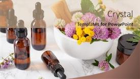  Presentation with alternative medicine - Presentation theme enhanced with medical-flowers-herbs-in-mortar background and a lemonade colored foreground