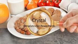  Presentation with nutrition disease - PPT theme with nutrition disease - view through magnifier on allergic background and a coral colored foreground