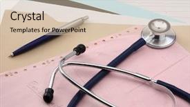  Presentation with octopus on isolated white - PPT layouts enhanced with medical form - closeup of a stethoscope background and a  colored foreground