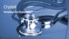  Presentation with blue - Colorful presentation theme enhanced with medical form - stethoscope on blue background backdrop and a ocean colored foreground