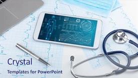  Presentation with medical devices - Audience pleasing slide deck consisting of medical full body screening software backdrop and a sky blue colored foreground